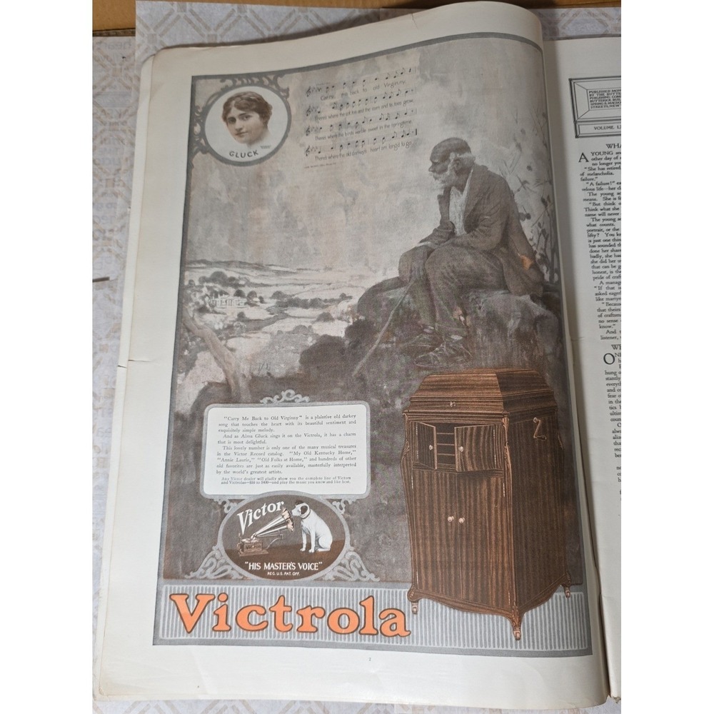 1916 & 1927 Victor Talking Machine Victrola Radiola Cabinet Radio Advertisements